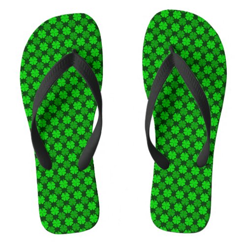 St Patricks Day Shamrock Pattern Flip Flops