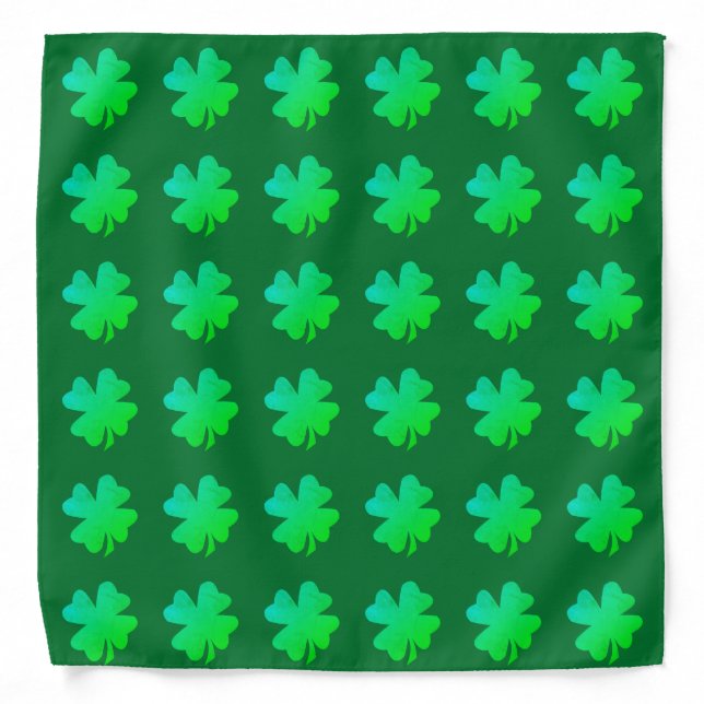St Patrick's Day Shamrock Pattern Green Custom Bandana (Front)