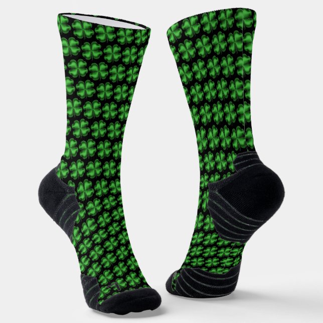 St Patrick's Day Shamrock Pattern  Socks (Angled)