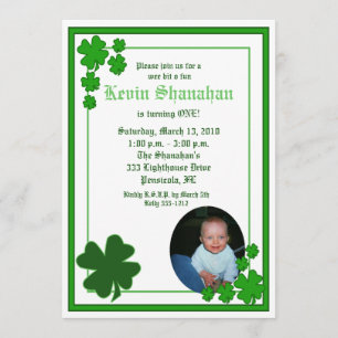 St. Patrick's Day Shamrock *PHOTO* Birthday 5x7 Invitation