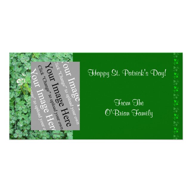 St. Patrick's Day Shamrock Photo Card Template (Front)