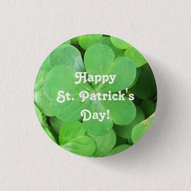 St. Patrick's Day Shamrock Pinback Button (Front)
