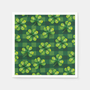 St. Patrick's Day Shamrock Plaid Napkins