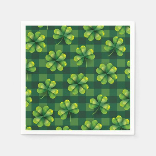 St Patricks Day Shamrock Plaid Napkins