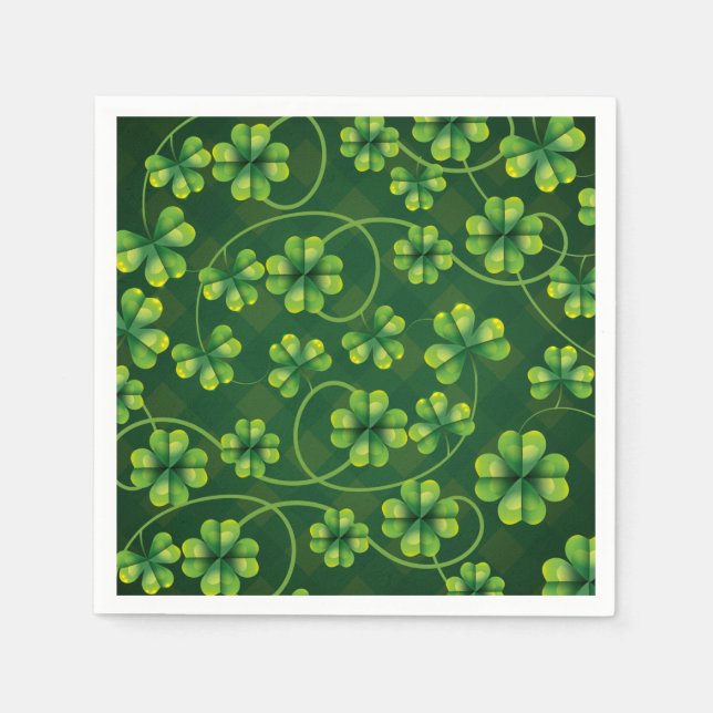 St. Patrick's Day Shamrock Plaid Napkins (Front)