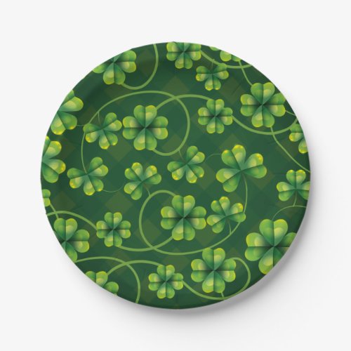 St Patricks Day Shamrock Plaid Paper Plates