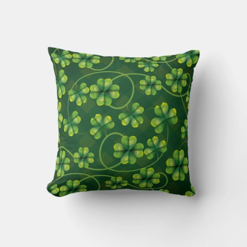 St Patricks Day Shamrock Plaid Throw Pillow