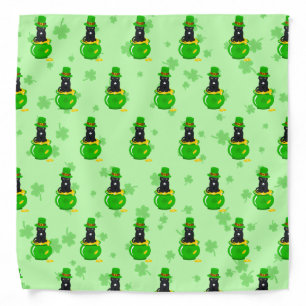 St. Patrick's Day Shamrock Pot of Gold Black Cat Bandana