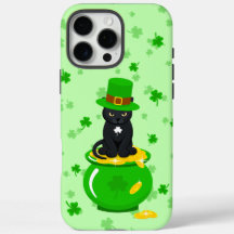 St. Patrick's Day Shamrock Pot of Gold Black Cat
