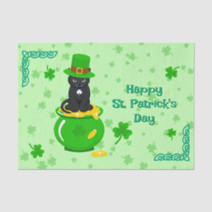 St. Patrick's Day Shamrock Pot of Gold Black Cat Tissue Paper