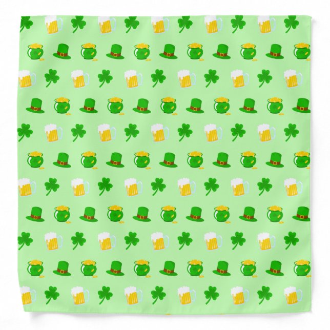 St. Patrick's Day Shamrock Pot of Gold Celtic Knot Bandana (Front)