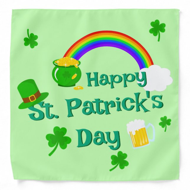 St. Patrick's Day Shamrock Pot of Gold Celtic Knot Bandana (Front)