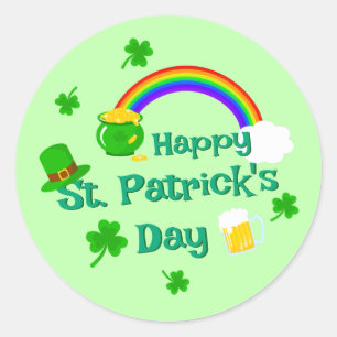 St. Patrick's Day Shamrock Pot of Gold Celtic Knot Classic Round Sticker