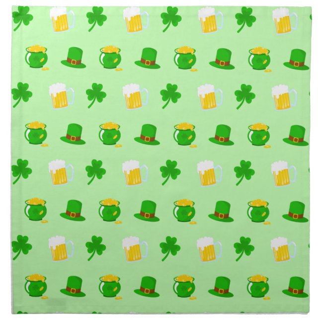 St. Patrick's Day Shamrock Pot of Gold Celtic Knot Cloth Napkin (Front)