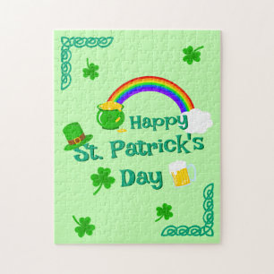 St. Patrick's Day Shamrock Pot of Gold Celtic Knot Jigsaw Puzzle