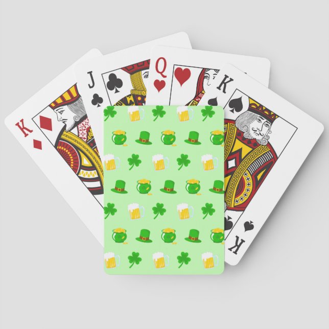 St. Patrick's Day Shamrock Pot of Gold Celtic Knot Poker Cards (Back)
