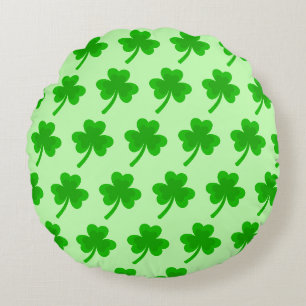 St. Patrick's Day Shamrock Pot of Gold Celtic Knot Round Pillow
