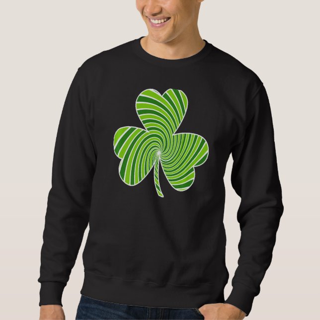 St Patricks Day Shamrock Retro Green Clover Irish  Sweatshirt (Front)
