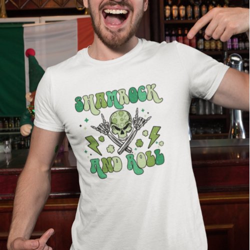 St Patricks Day Shamrock Rock Roll Clover  T_Shirt