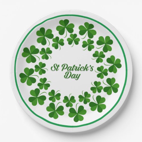 St Patricks Day Shamrock Round Paper Plates