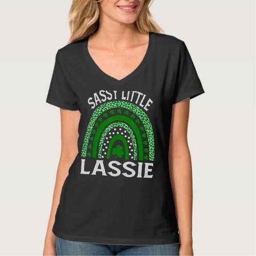St Patricks Day Shamrock Sassy Little Lassie T_Shirt