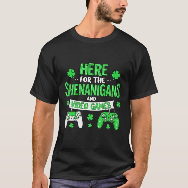 St Patricks day Shamrock Shenanigans gaming Irish  T-Shirt (Front)