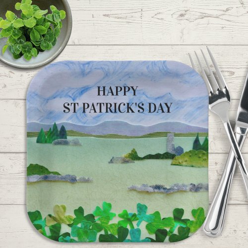 St Patricks Day Shamrock Square Paper Plates