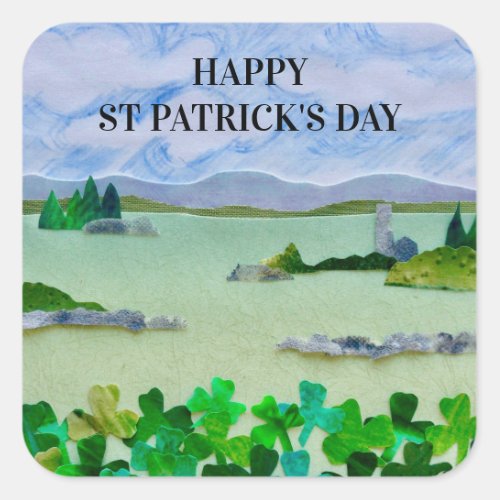 St Patricks Day Shamrock Square Sticker