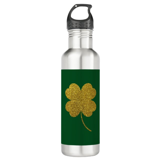 St. Patrick's Day Shamrock Stainless Steel Water Bottle (Front)