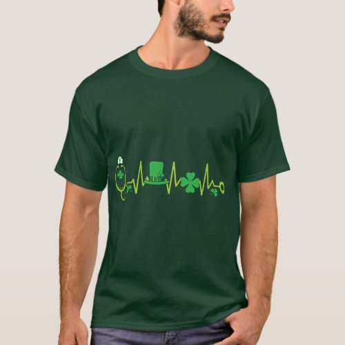 St Patricks Day Shamrock Stethoscope Irish Nurse D T_Shirt