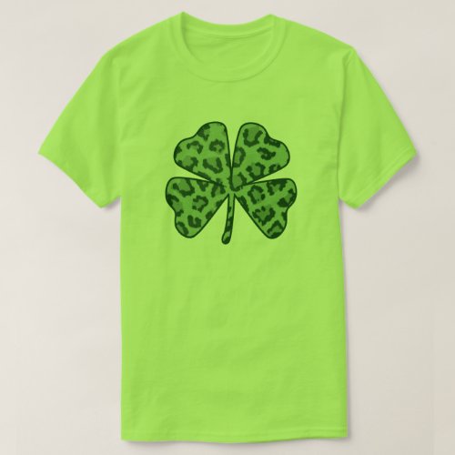 St. Patrick's Day Shamrock T-Shirt - The luck of the Irish just in time for St. Patrick's Day. Green Leopard Pattern clover. Very unique. Available in all colors and styles.