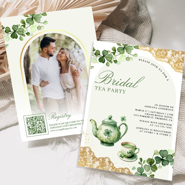 St Patrick's Day Shamrock Tea Party Bridal Shower Invitation (Creator Uploaded)