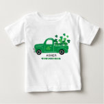 St. Patrick's Day Shamrock Truck Personalized Name Baby T-Shirt