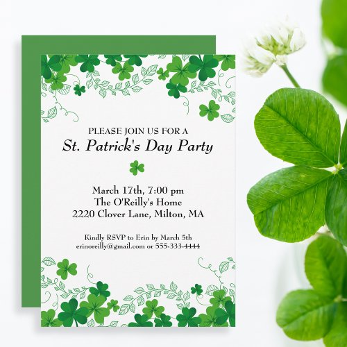 St Patricks Day Shamrock Vine Irish Party Invitation