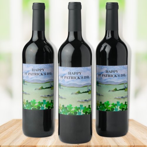 St Patricks Day Shamrock  Wine Label