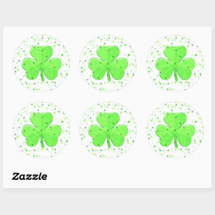 St Patrick's Day Shamrock with Stars and Speckles Classic Round Sticker