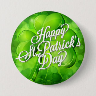 St. Patrick's Day - Shamrock & Word Art Pinback Button