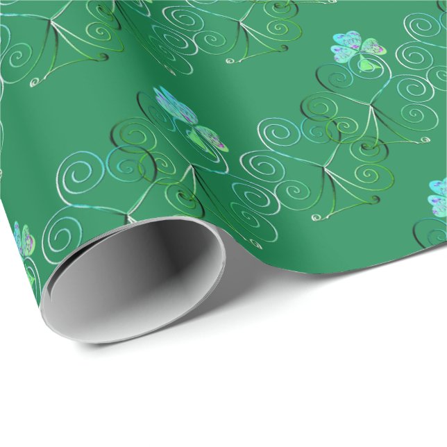  St. Patrick's Day Shamrock Wrapping Paper (Roll Corner)