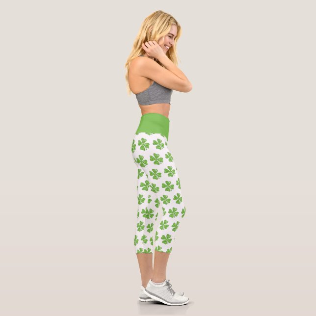 St. Patrick's Day Shamrock Yoga Capri Leggings (Right)