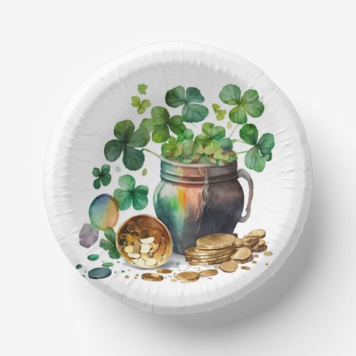 St Patricks Day Shamrocks and Coins Paper Bowls