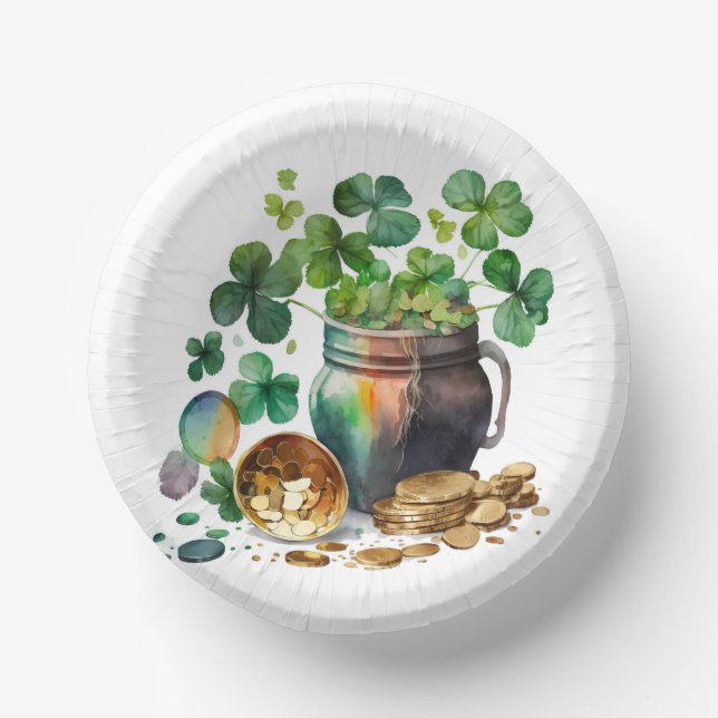 St. Patrick's Day Shamrocks and Coins Paper Bowls (Front)