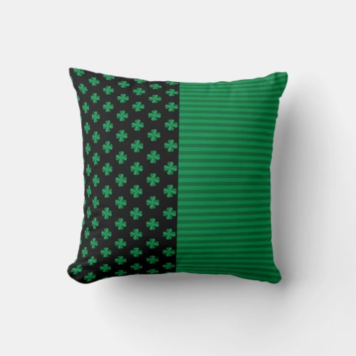 St Patricks Day Shamrocks And Stripes Throw Pillow