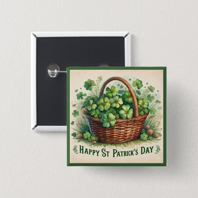 St Patrick's Day  Shamrocks Button (Front & Back)