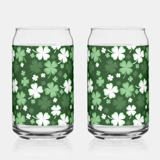 St. Patrick's Day Shamrocks Can Glass