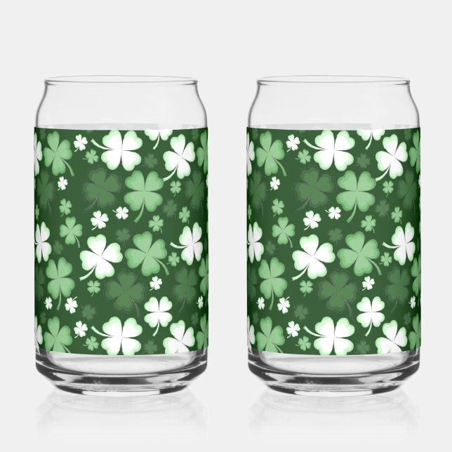 St. Patrick's Day Shamrocks Can Glass (Front)