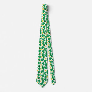 St. Patrick's Day Shamrocks Coins and Hat Pattern Neck Tie