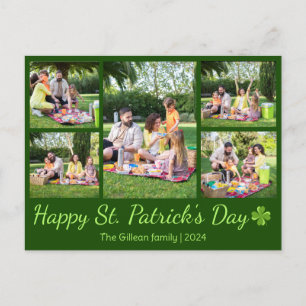 St. patrick's day Shamrocks family photo Collage Holiday Postcard