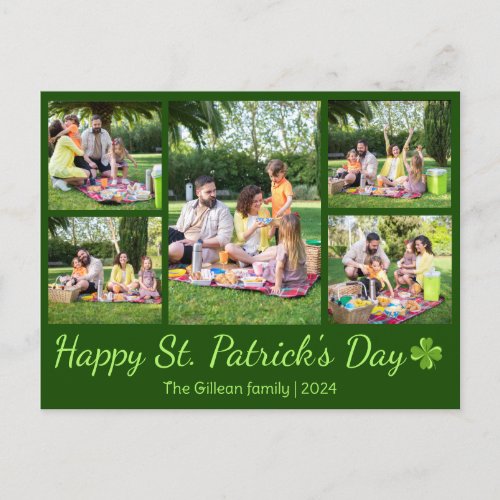  St patricks day Shamrocks family photo Collage Holiday Postcard