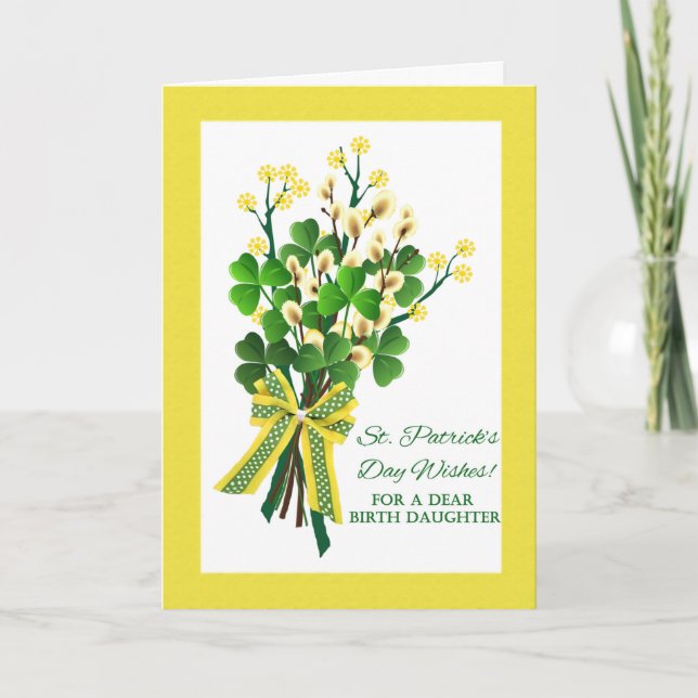 St. Patrick's Day Shamrocks for Birth Daughter Card (Front)