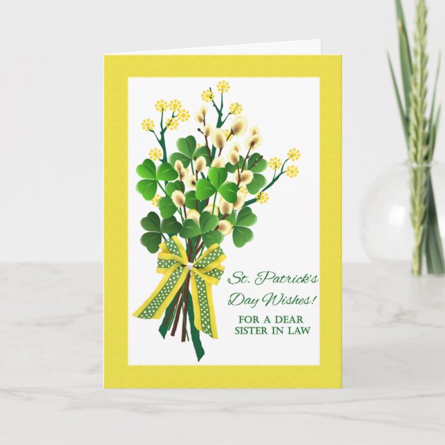 St. Patrick's Day Shamrocks for Sister-in-Law Card (Front)